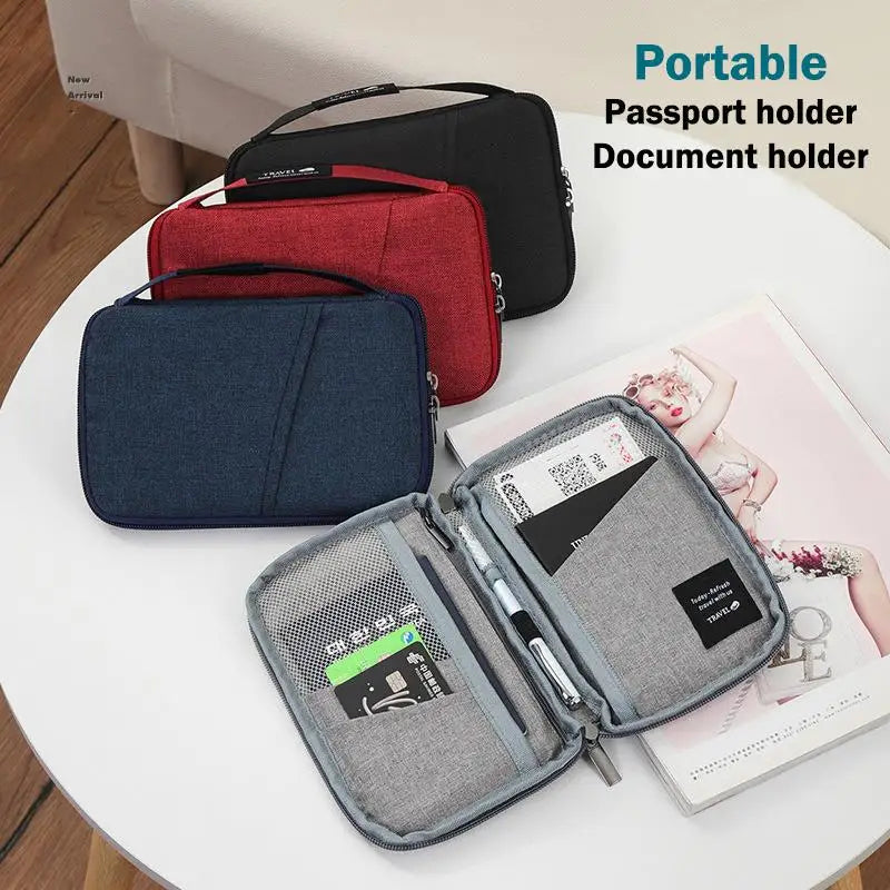 Waterproof Passport Holder Cover Case Multi-Function Passport Protective Cover Zipper Document Case Travel Wallet Accessories