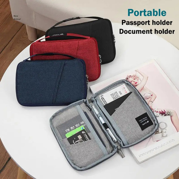 Waterproof Passport Holder Cover Case Multi-Function Passport Protective Cover Zipper Document Case Travel Wallet Accessories