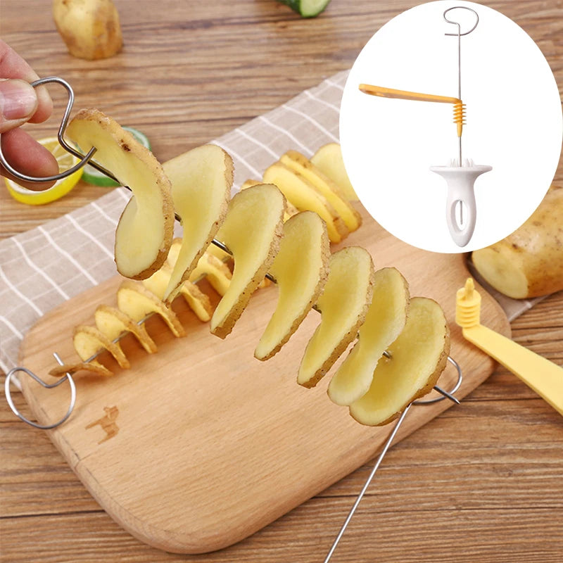 Portable Potato BBQ Skewers for Camping Chips Maker Potato Slicer Potato Spiral Cutter Barbecue Tools Kitchen Accessories