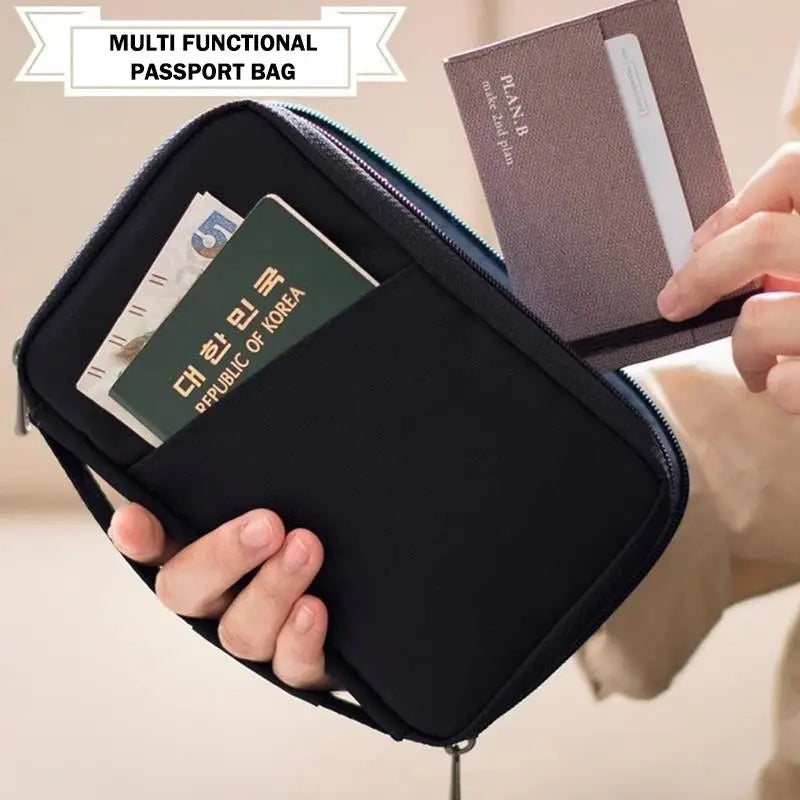 Waterproof Passport Holder Cover Case Multi-Function Passport Protective Cover Zipper Document Case Travel Wallet Accessories