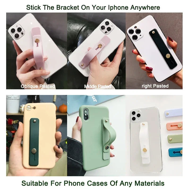 Universal Silicone Wristband Phone Holder Finger Ring Phone Hand Band Bracket Push Pull Grip Phone Stand Sticker Phone Holder