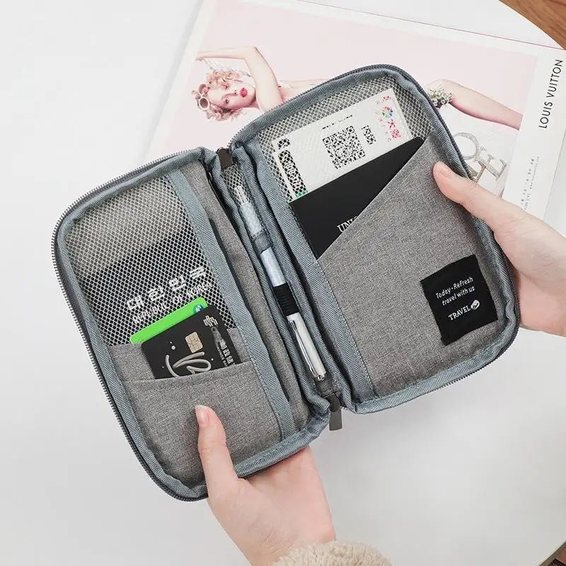 Waterproof Passport Holder Cover Case Multi-Function Passport Protective Cover Zipper Document Case Travel Wallet Accessories