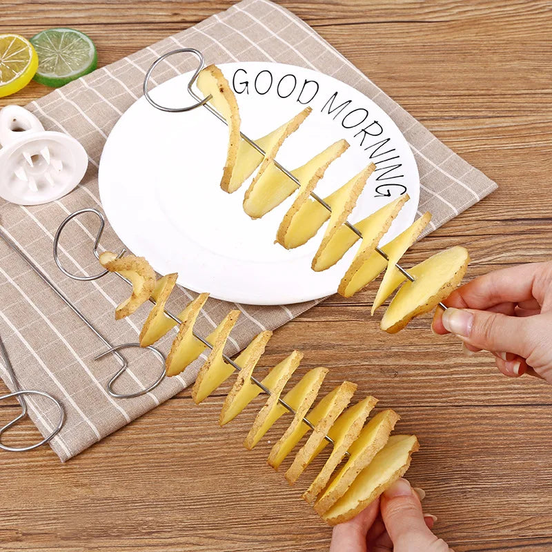 Portable Potato BBQ Skewers for Camping Chips Maker Potato Slicer Potato Spiral Cutter Barbecue Tools Kitchen Accessories