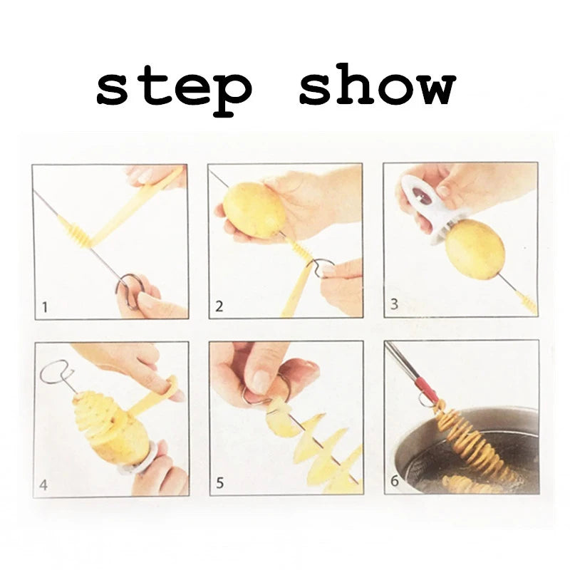 Portable Potato BBQ Skewers for Camping Chips Maker Potato Slicer Potato Spiral Cutter Barbecue Tools Kitchen Accessories