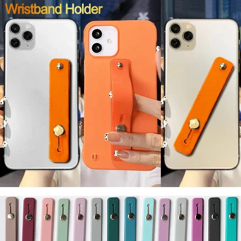 Universal Silicone Wristband Phone Holder Finger Ring Phone Hand Band Bracket Push Pull Grip Phone Stand Sticker Phone Holder
